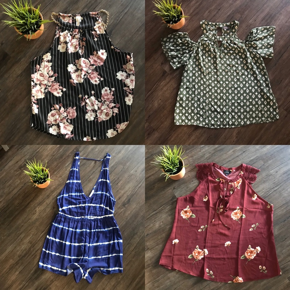 4 items for $25 PLUS SIZE 3 blouses 1 romper.